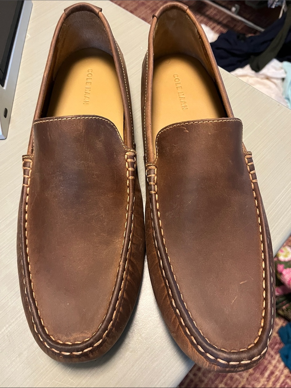Cole Haan Leather Slip Ons Driving Mocs Brown Sz 13 Never Worn